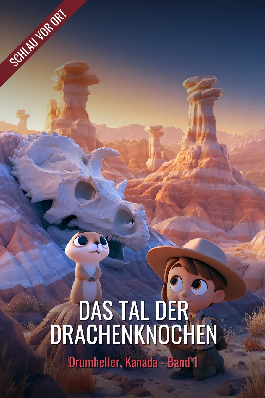 Buchcover: Das Tal der Drachenknochen – Kinderbuch über Drumheller