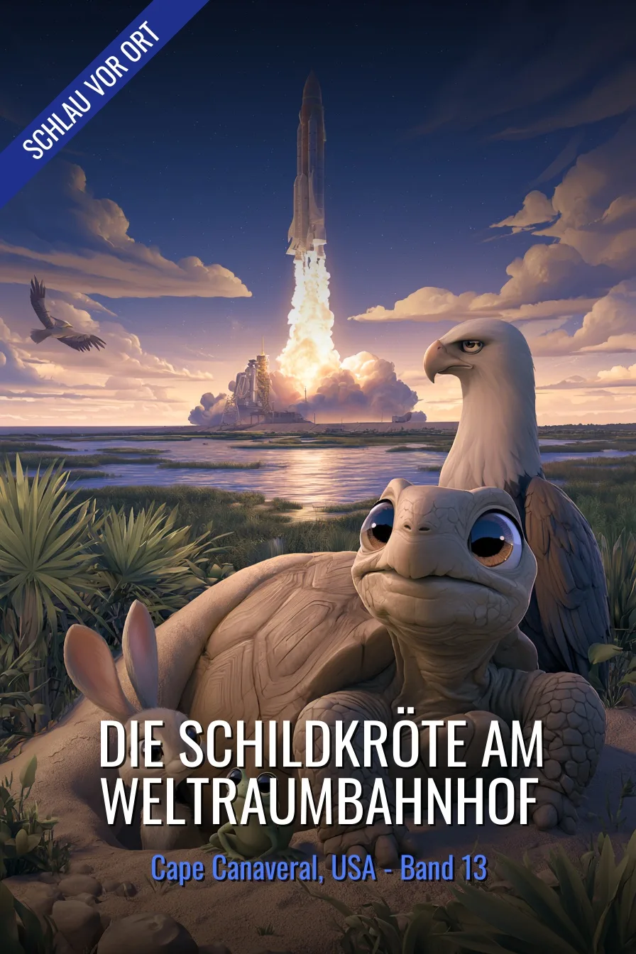Buchcover: Die Schildkröte am Weltraumbahnhof – Kinderbuch über Cape Canaveral