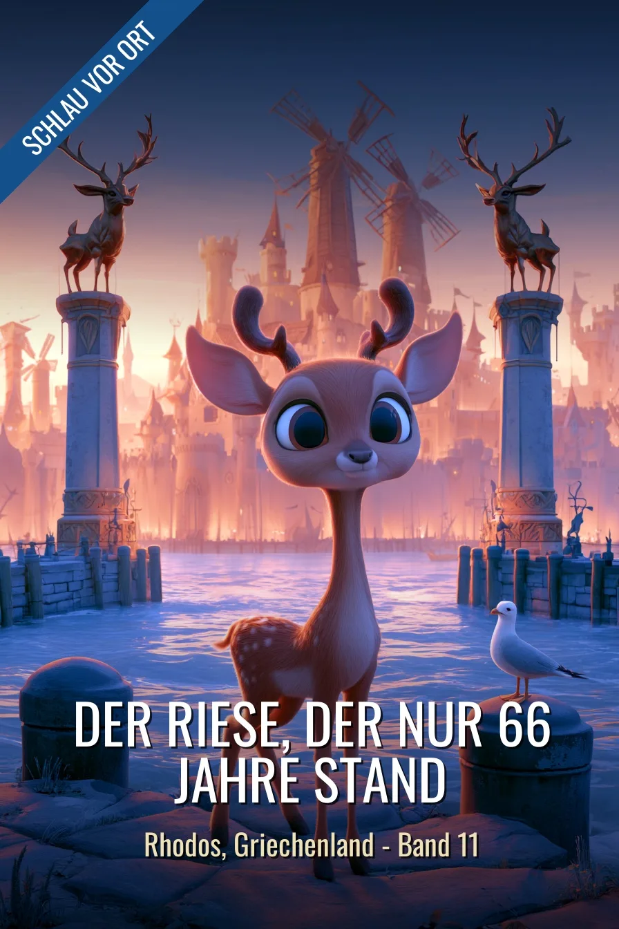 Buchcover: Der Riese, der nur 66 Jahre stand – Kinderbuch über Rhodos