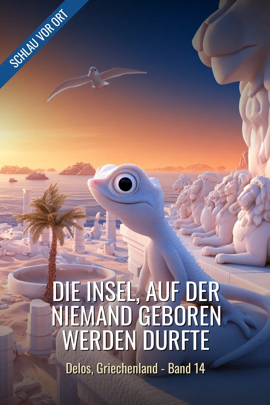 Buchcover: Die Insel, auf der niemand geboren werden durfte – Kinderbuch über Delos