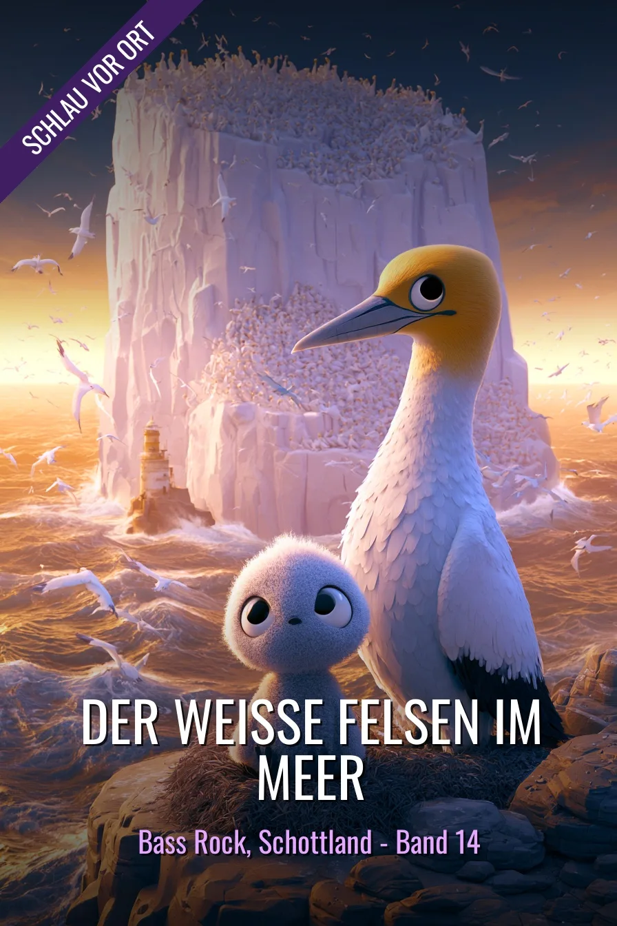 Buchcover: Der weiße Felsen im Meer – Kinderbuch über Bass Rock