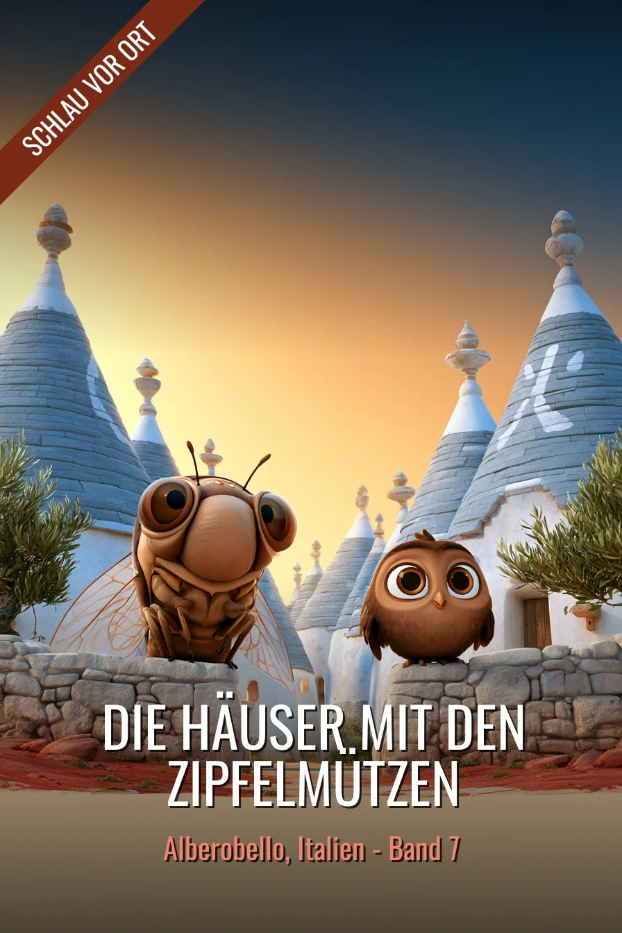 Buchcover: Die Häuser mit den Zipfelmützen – Kinderbuch über Alberobello