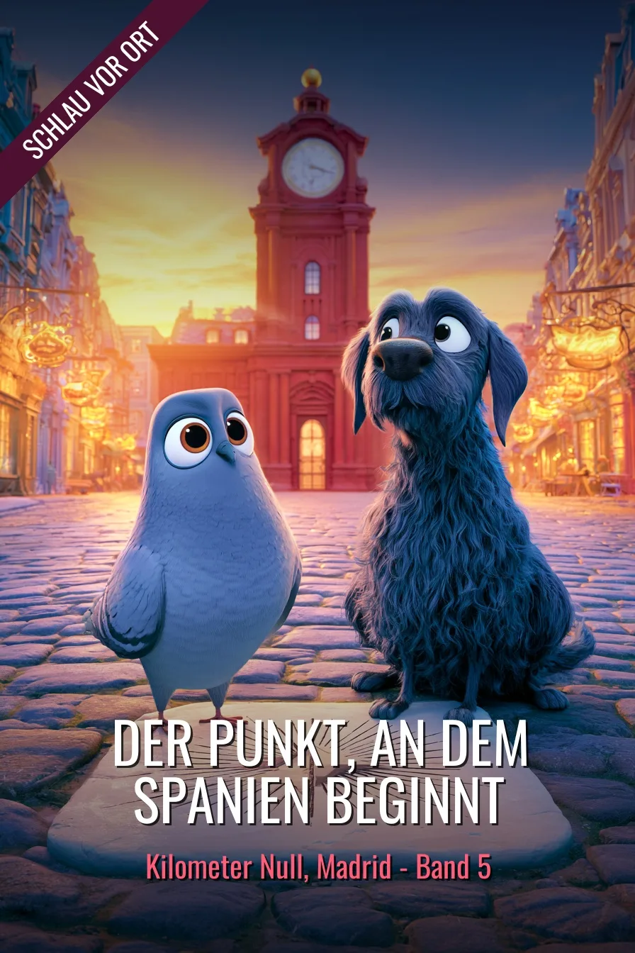 Buchcover: Der Punkt, an dem Spanien beginnt – Kinderbuch über Kilometer Null