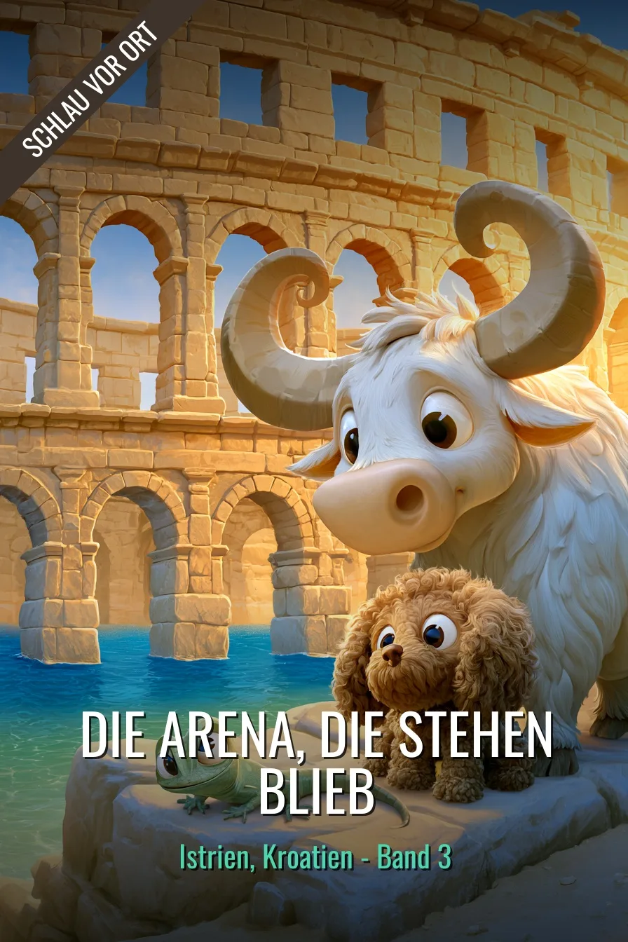 Buchcover: Die Arena, die stehen blieb – Kinderbuch über Istrien
