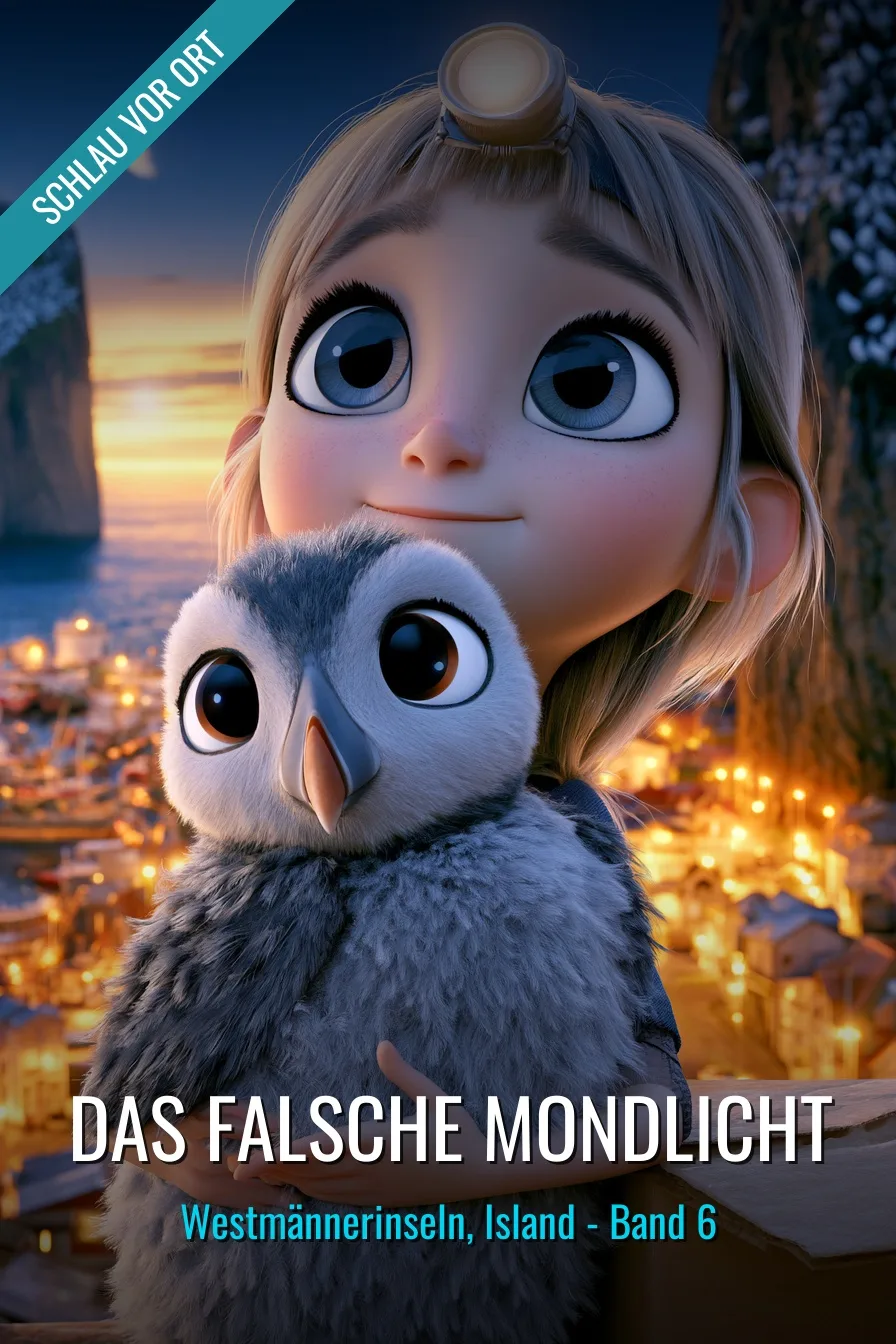 Buchcover: Das falsche Mondlicht – Kinderbuch über Westmännerinseln