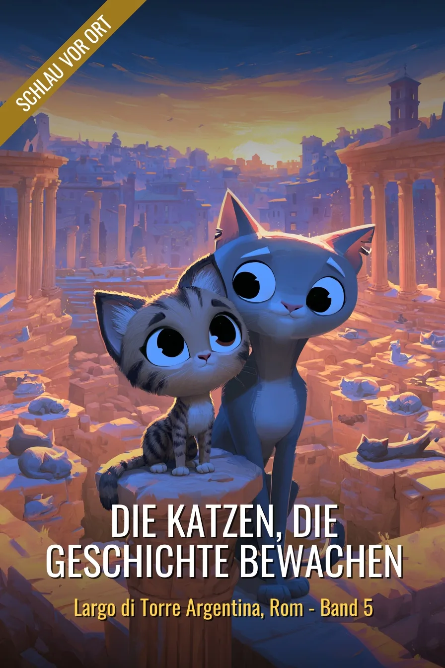 Buchcover: Die Katzen, die Geschichte bewachen – Kinderbuch über Largo di Torre Argentina