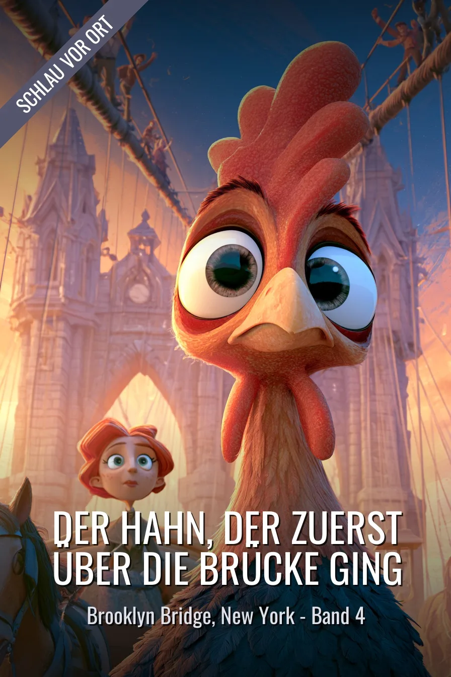 Buchcover: Der Hahn, der zuerst über die Brücke ging – Kinderbuch über Brooklyn Bridge